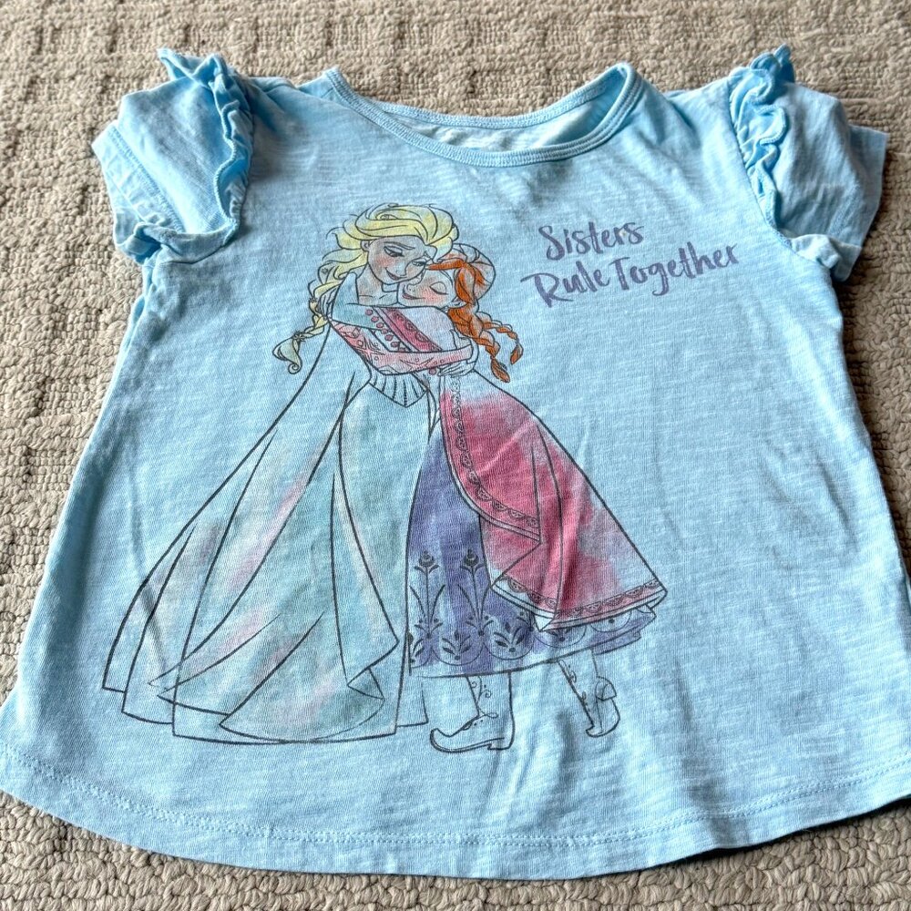 Disney - Girls - Frozen Elsa & Anna - Sisters Rule Together - Shirt - 4T